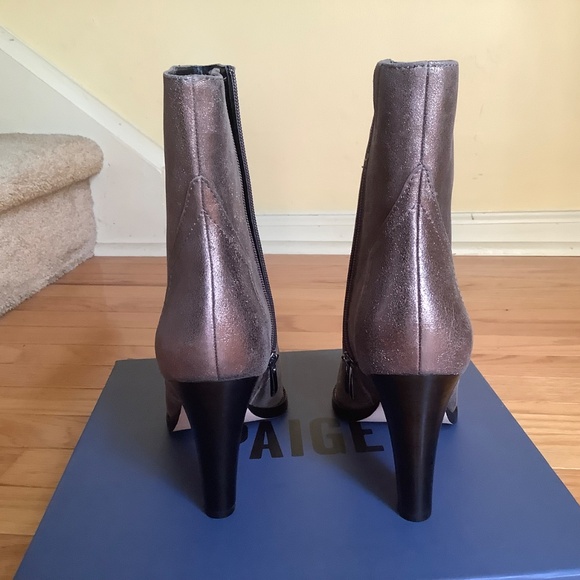 PAIGE Pilar Pointed Toe Heeled Bootie Gunmetal SZ 10 - Picture 9 of 16